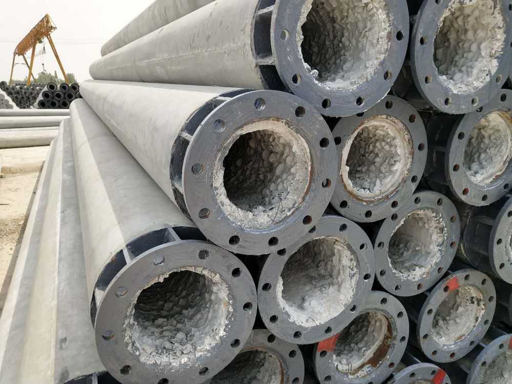 Flanges are attached to Cement poles