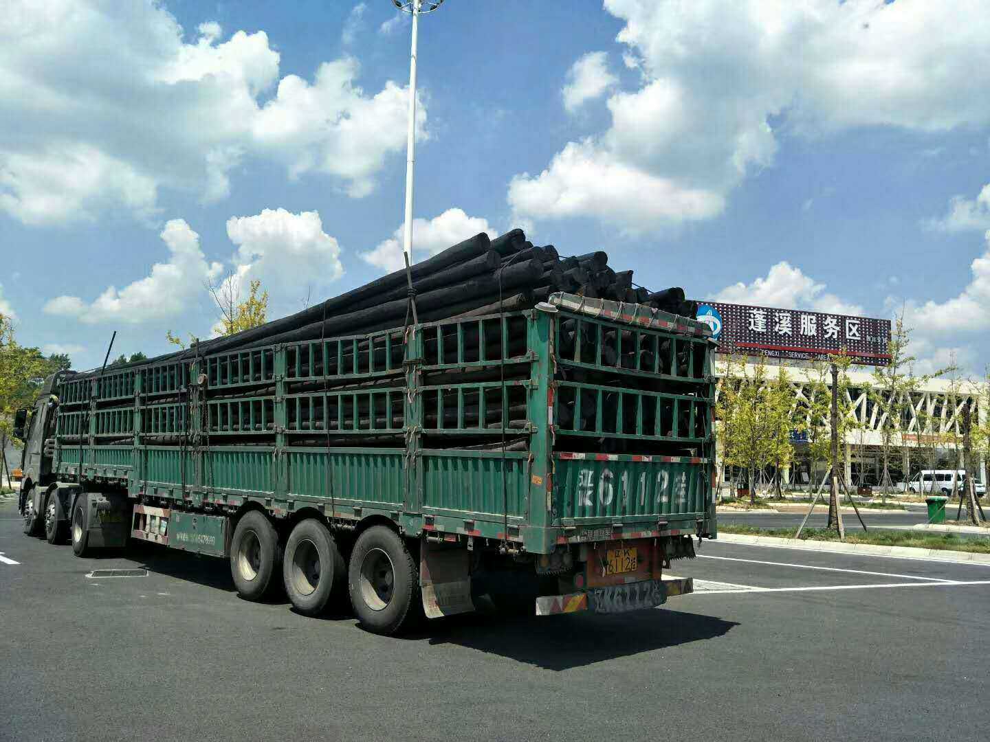 Shipped to Sichuan Zigong Fushun County 450 units of 7-meter 110 type anti-corrosion teak wood poles order completed successfully