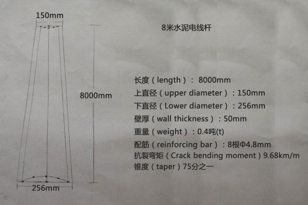 What Is an 8-Meter 150-Diameter Prestressed Cement Power Pole?